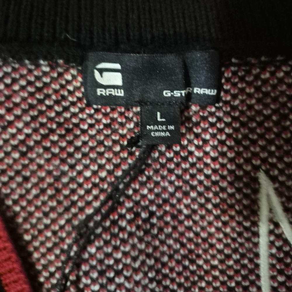 G-Star Knit Cardigan Sweater Loose Fit  Festive Wool Blend Graphic Star L NWT - Picture 7 of 10